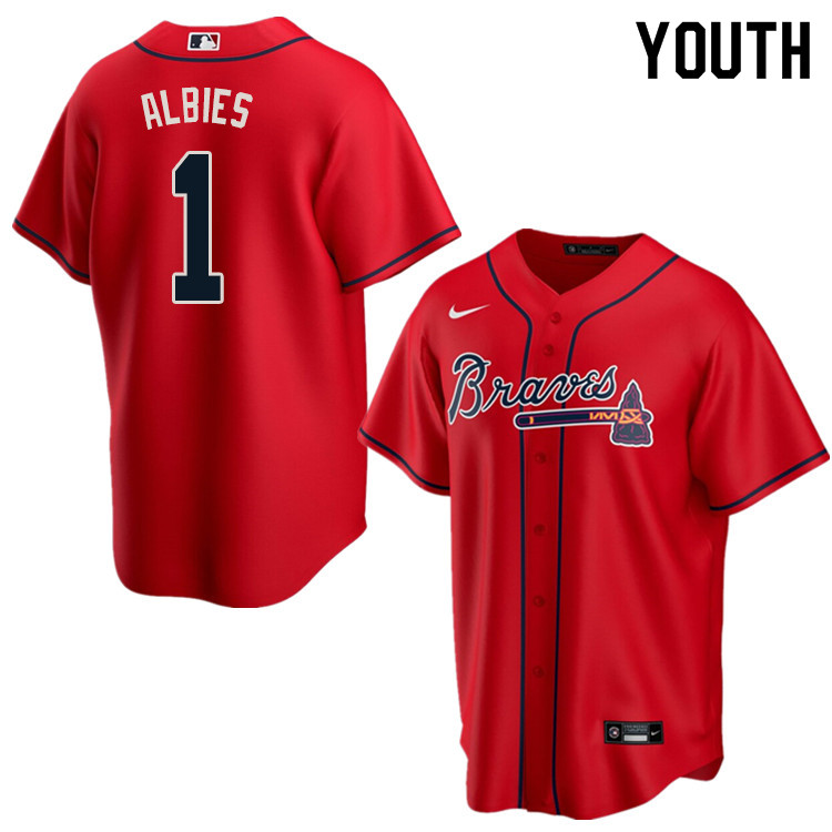 Nike Youth #1 Ozzie Albies Atlanta Braves Baseball Jerseys Sale-Red